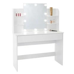 Bild von B-Ware Schminktisch mit LED-Beleuchtung 108x40x140 cm Weiß