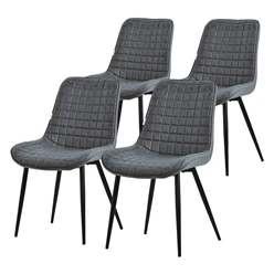 Bild von Esszimmerstuhl 4er Set Anthrazit mit Kunstlederbezug und Stahlbeinen Küchenstuhl mit Rückenlehne ML-Design