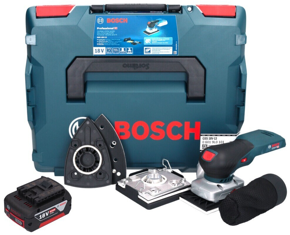 Bild von Bosch Professional, Schleifmaschine + Poliermaschine, Bosch GSS 18V-13 Akku Schwingschleifer 18 V + 1x Akku 5,0 Ah + L-BOXX - ohne LadegerÃ¤t (Schwingschleifer)