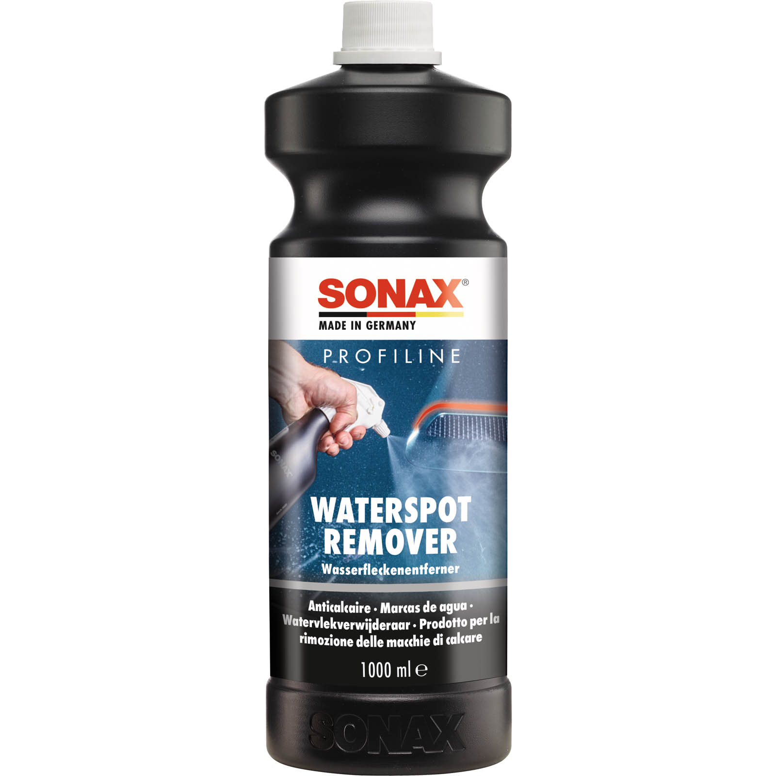 Bild von SONAX PROFILINE WaterspotRemover (1 Liter) Wasserfleckenentferner für eingetrocknete Kalk/Wasserflecken auf allen außenliegenden Fahrzeugoberflächen, Art-Nr. 02753000