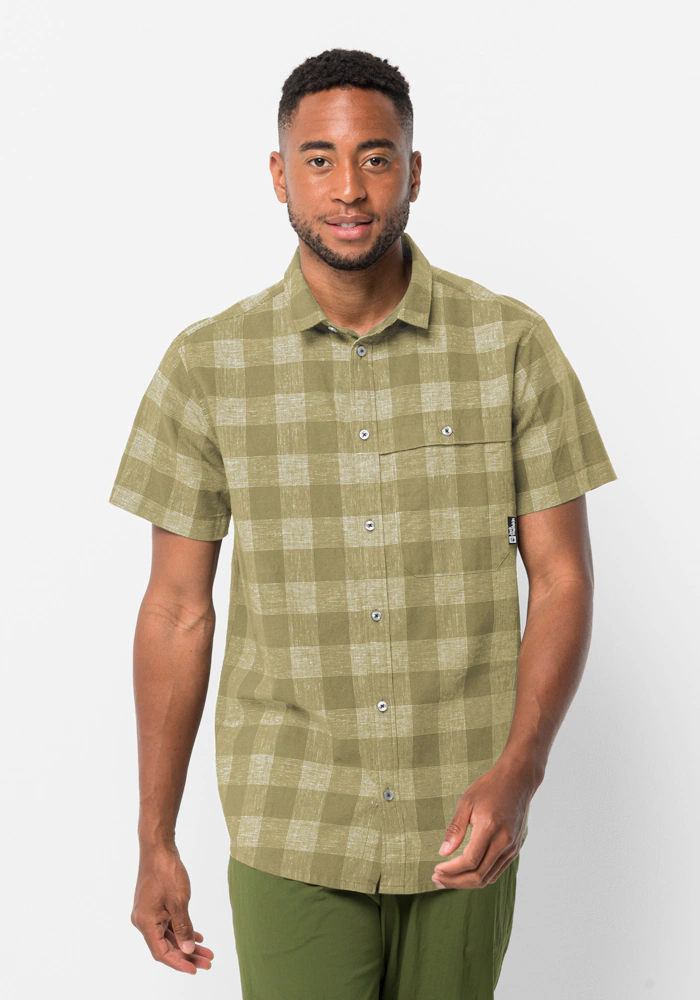 Bild von Jack Wolfskin Highlands Shirt Men Kurzarm Wanderhemd Herren L miscellaneous,brown Bay Leaf Check