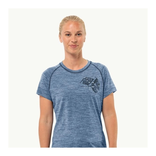 Bild von Jack Wolfskin Kammweg Graphic S/S Women Damen T-shirt aus Merinowolle XL elemental blue elemental blue