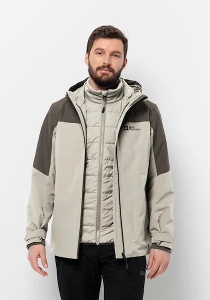 Bild von Jack Wolfskin Doppeljacke "Glaabach 3in1", verstellbare Kapuze, für Herren, beige, XL