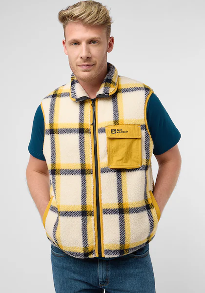 Bild von Jack Wolfskin Felslicht Check Vest Men Fleeceweste Herren 3XL beige panna cotta
