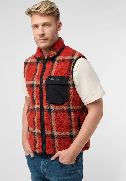 Bild von Jack Wolfskin Felslicht Check Vest Men Fleeceweste Herren 2XL red intense rust