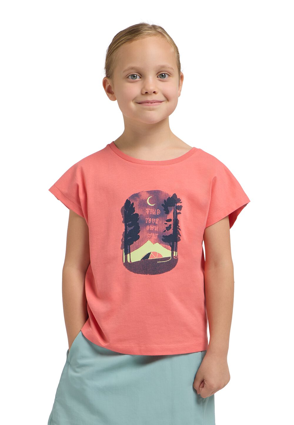 Bild von Jack Wolfskin Graphic Girls T-Shirt T-Shirt aus Bio-Baumwolle Kinder 128  PRINT sunset coral