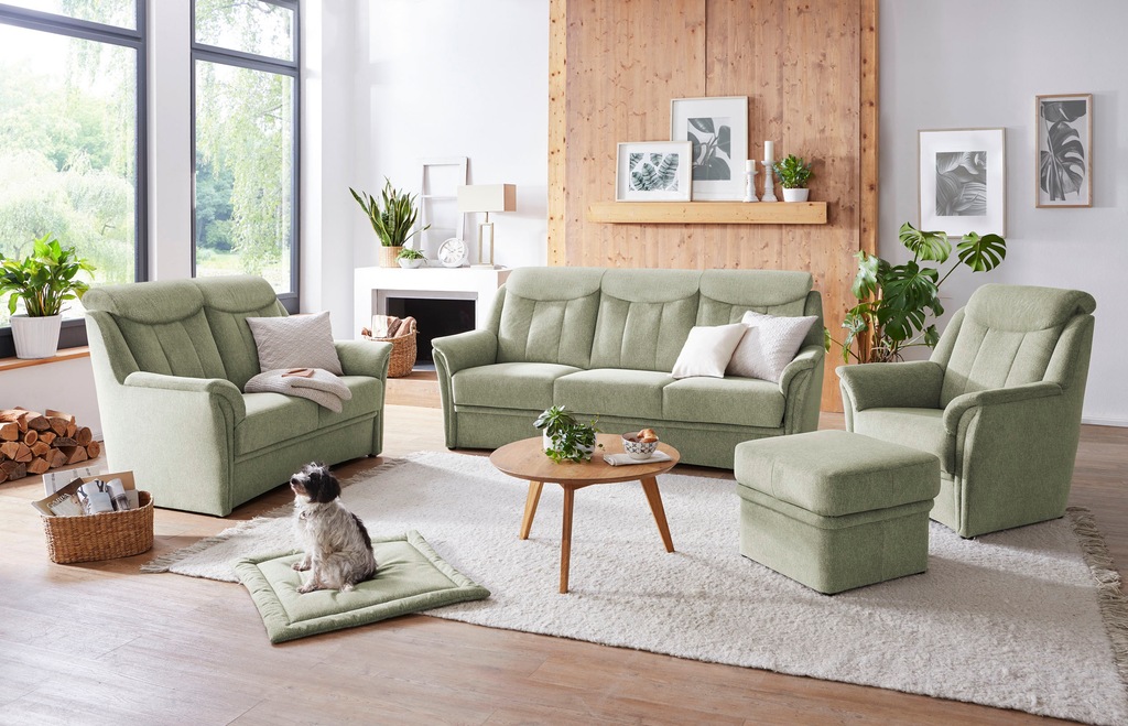 Bild von VILLA BECK Polstergarnitur "Lugano", (Set, 3 tlg.), Kopfteilverstellung, in Sitzhöhe 46 cm, 3-Sitzer und 2x Sessel