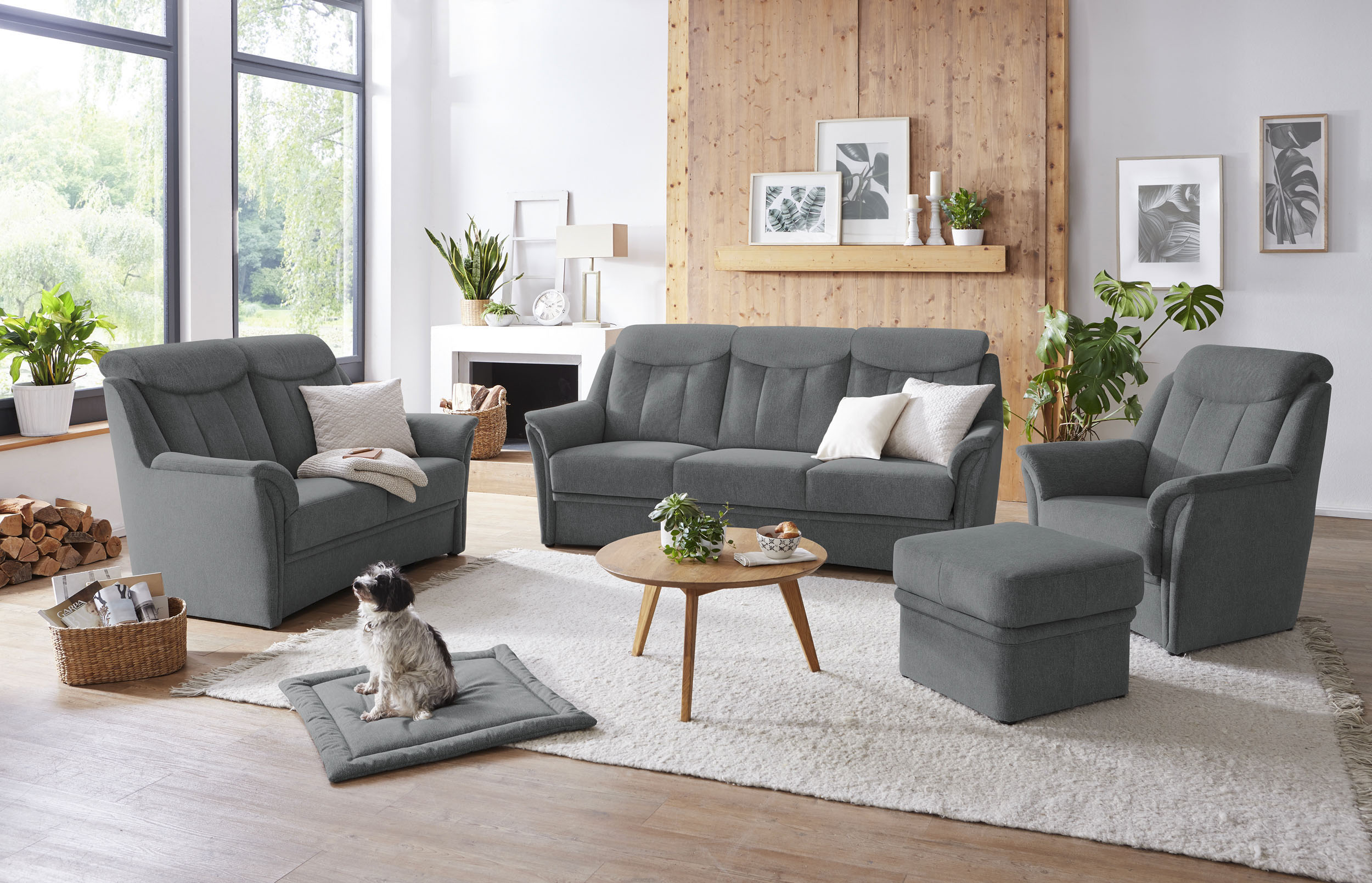 Bild von VILLA BECK Polstergarnitur "Lugano", (Set, 3 tlg.), Kopfteilverstellung, in Sitzhöhe 46 cm, 3-Sitzer und 2x Sessel