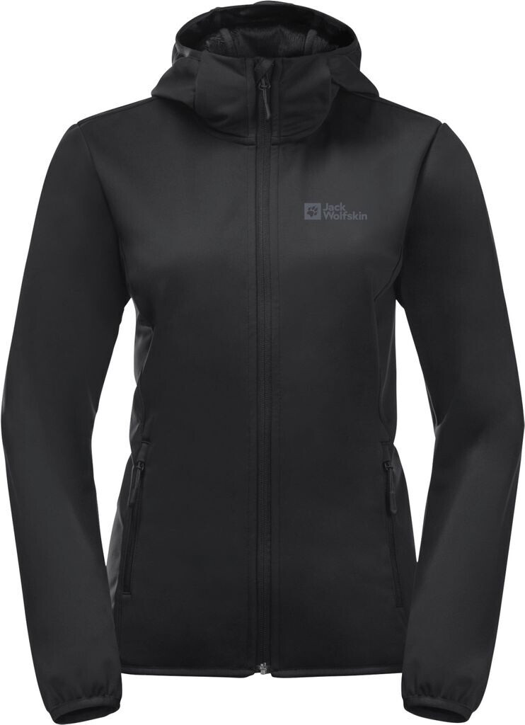 Bild von Jack Wolfskin Softshelljacke "Windhain Hoody", Kapuze, Stehkragen, für Damen, schwarz, XXL