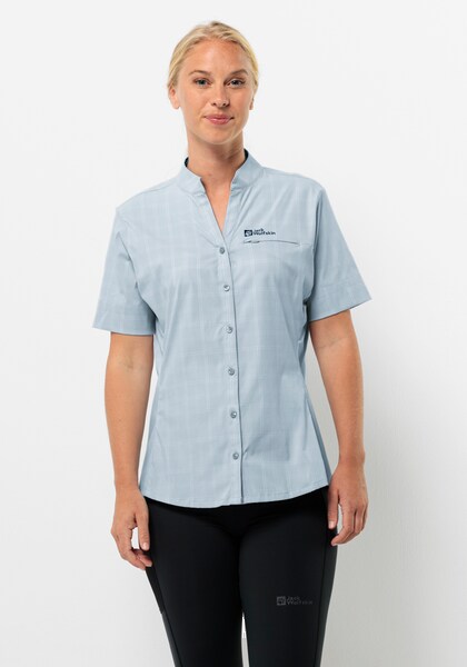 Bild von Jack Wolfskin Norbo S|S Shirt Women Kurzarm Wanderbluse Damen XS miscellaneous,blue Soft Blue Check