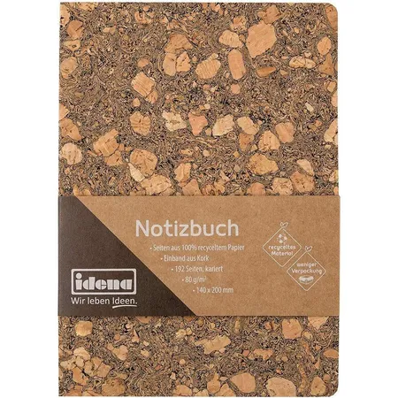 Bild von Idena, Heft + Block, Notizbuch Kork kariert 20x14cm 192 S. (14 x 20 cm, Kariert, Harter Einband)