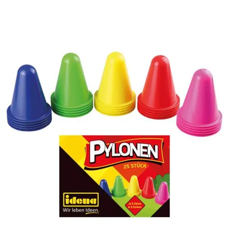 Bild von Idena Pylonen 25 Stück in 5 Farben, 8 x 7 cm Kegel Verkehrshütchen Warnkegel