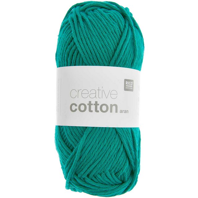 Bild von Rico Design Creative Cotton aran 50 g ca. 85 m Wolle Wollschnur Häkelwolle Häkeln Basteln Knäuel Aqua