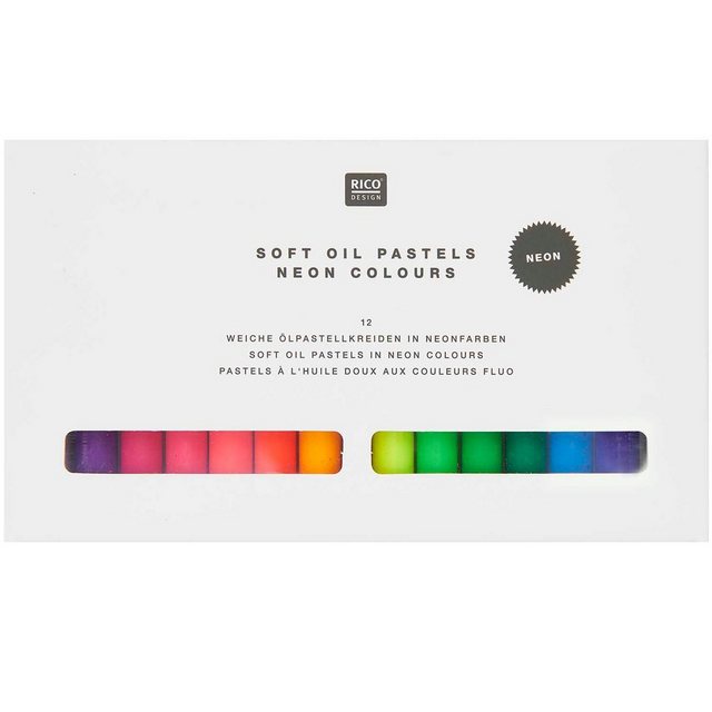 Bild von Rico Design Pastellkreide Soft Oil Pastels, 12 extra weiche Ölpastellkreiden Neonfarben