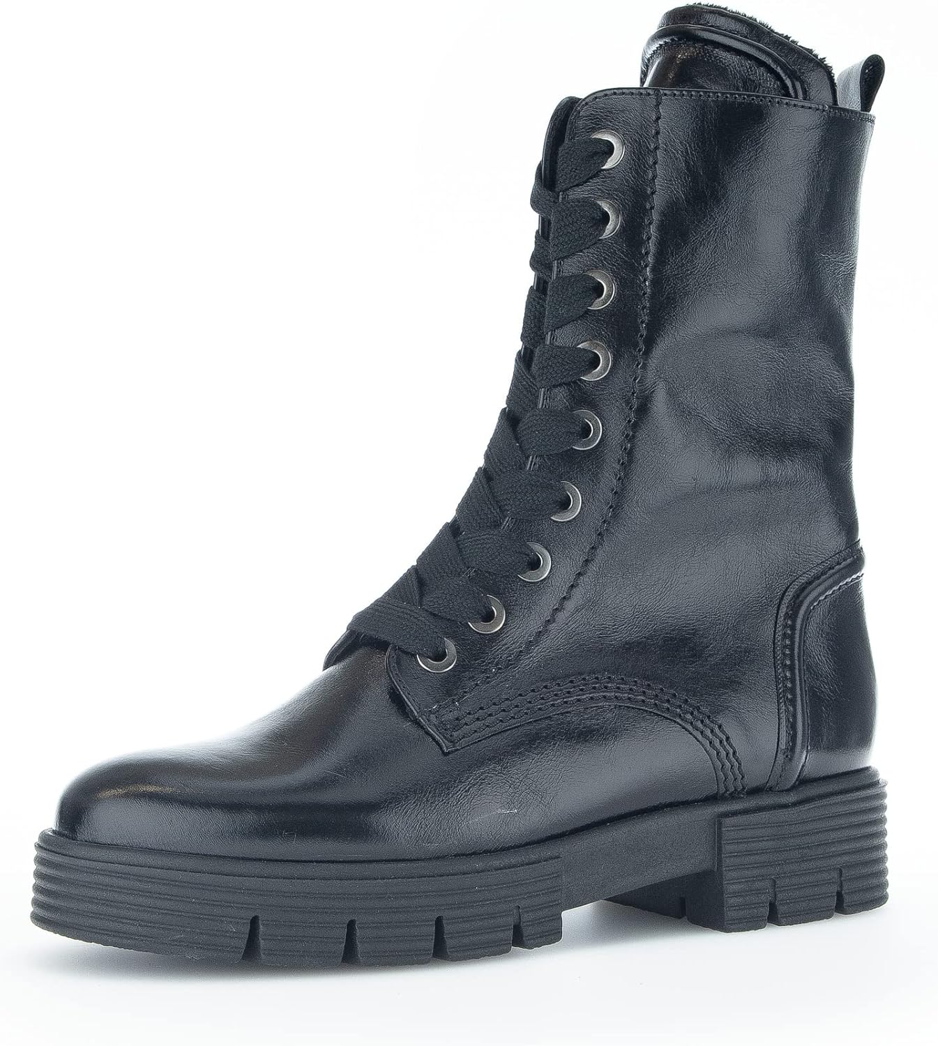 Bild von Gabor Damen Combat Boots, Frauen Stiefeletten,Wechselfußbett,Komfortable Mehrweite (H),schnürstiefel,Stiefel,schwarz (Flausch),40 EU / 6.5 UK