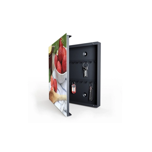 Bild von Primedeco Schlüsselkasten Magnetpinnwand und Memoboard mit Glasfront Motiv Erdbeeren in Tasse (1 St)