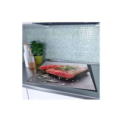Bild von Primedeco Herd-Abdeckplatte Rosmarin auf Fleisch