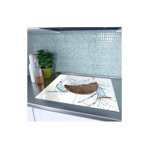 Bild von Elegante Primedeco Herd-Abdeckplatte aus Glas – Kokosnuss Design
