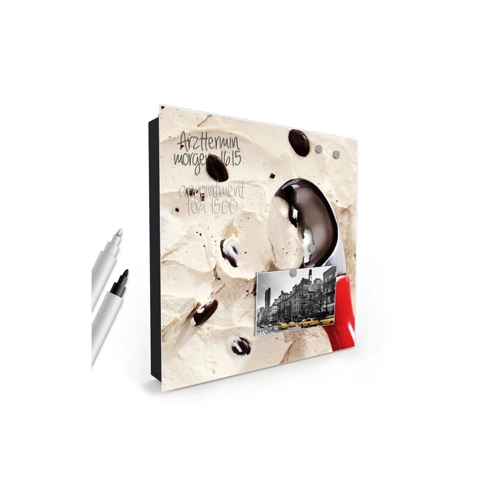 Bild von Primedeco Schlüsselkasten Magnetpinnwand mit Glasfront Löffel in Stracciatella Eis (1 St)