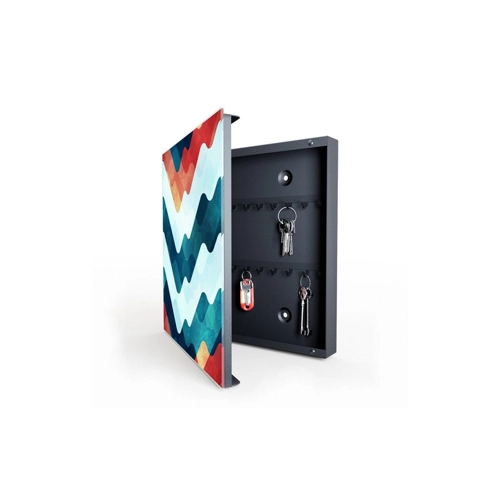 Bild von Primedeco Schlüsselkasten Magnetpinnwand mit Glasfront Bunte Wellen