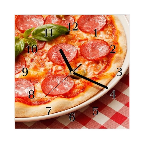 Bild von Elegante Primedeco Wanduhr mit Pizza-Motiv