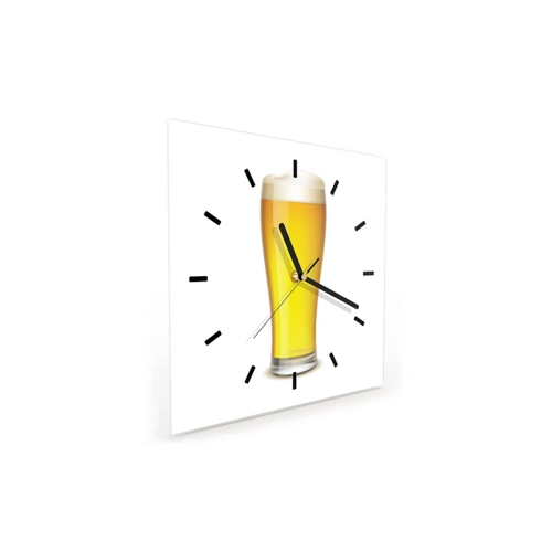 Bild von Primedeco Wanduhr Glasuhr Wanduhr Wandkunst Größe 30 x 30 cm mit Motiv Frisches Bierglas
