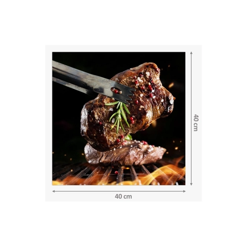 Bild von Primedeco Küchenrückwand Spritzschutz Glas Rindersteak auf Grill