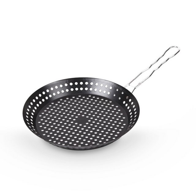 Bild von Bestlivings Grillpfanne BBQ Boss - Pfanne für den Grill, Edelstahl, Gemüsepfanne Ø30cm gelocht - Antihaft - für Gemüse, Fisch, Fleisch
