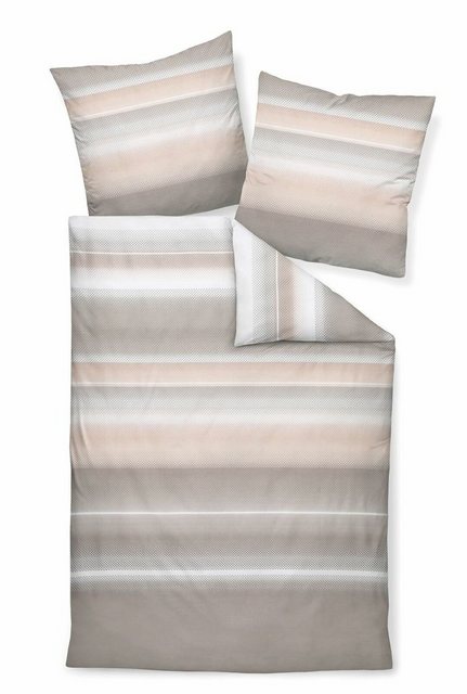 Bild von Janine Bettwäsche Janine Moments Mako Satin Bettwäsche 200x200 Streifen taupe sand weiß, Mako-Satin, 3 teilig