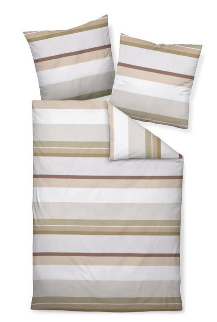 Bild von Janine Bettwäsche Janine J.D. Mako-Satin Bettwäsche 135x200 Streifen khaki oliv braun, Mako-Satin, 2 teilig