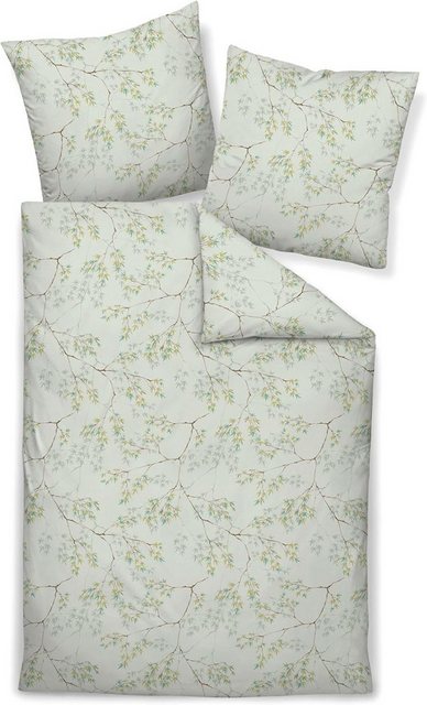 Bild von Janine Bettwäsche Janine Carmen Mako Jersey Bettwäsche 155x220 Zweige Blätter creme, Mako-Jersey, 2 teilig