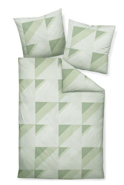 Bild von Janine Bettwäsche Mako-Satin Bettwäsche 200x200,2x80x80 J. D. lindgrün, Baumwolle, 3 teilig, bettwäsche 200x200 baumwolle bettwäsche 200x200 mit reißverschluss