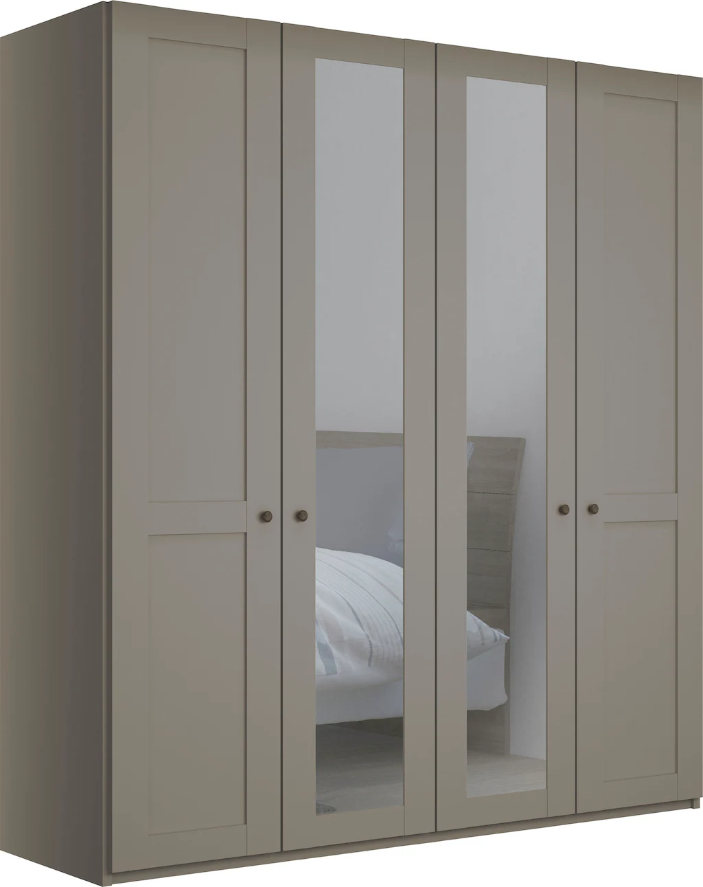 Bild von WIEMANN Drehtürenschrank mit 2 Spiegeltüren mittig, Landhausstil Kleiderschrank 200cm breit, mit Spiegeltüren, Kieselgrau, Höhe 216cm, Marlow