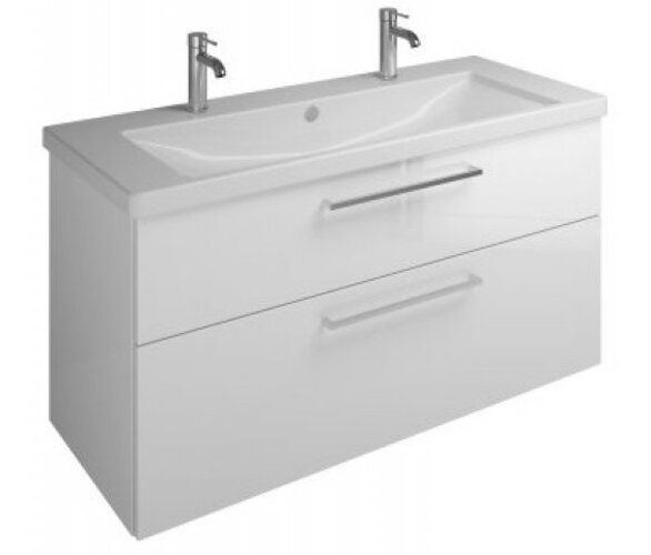 Bild von Burgbad Eqio Keramik-Doppelwaschtisch inklusive Waschtischunterschrank, Breite 1230 mm, SEYR123, Farbe (Front/Korpus): Eiche Dekor Urban / Eiche Dekor Urban, Griff Schwarz Matt G0200