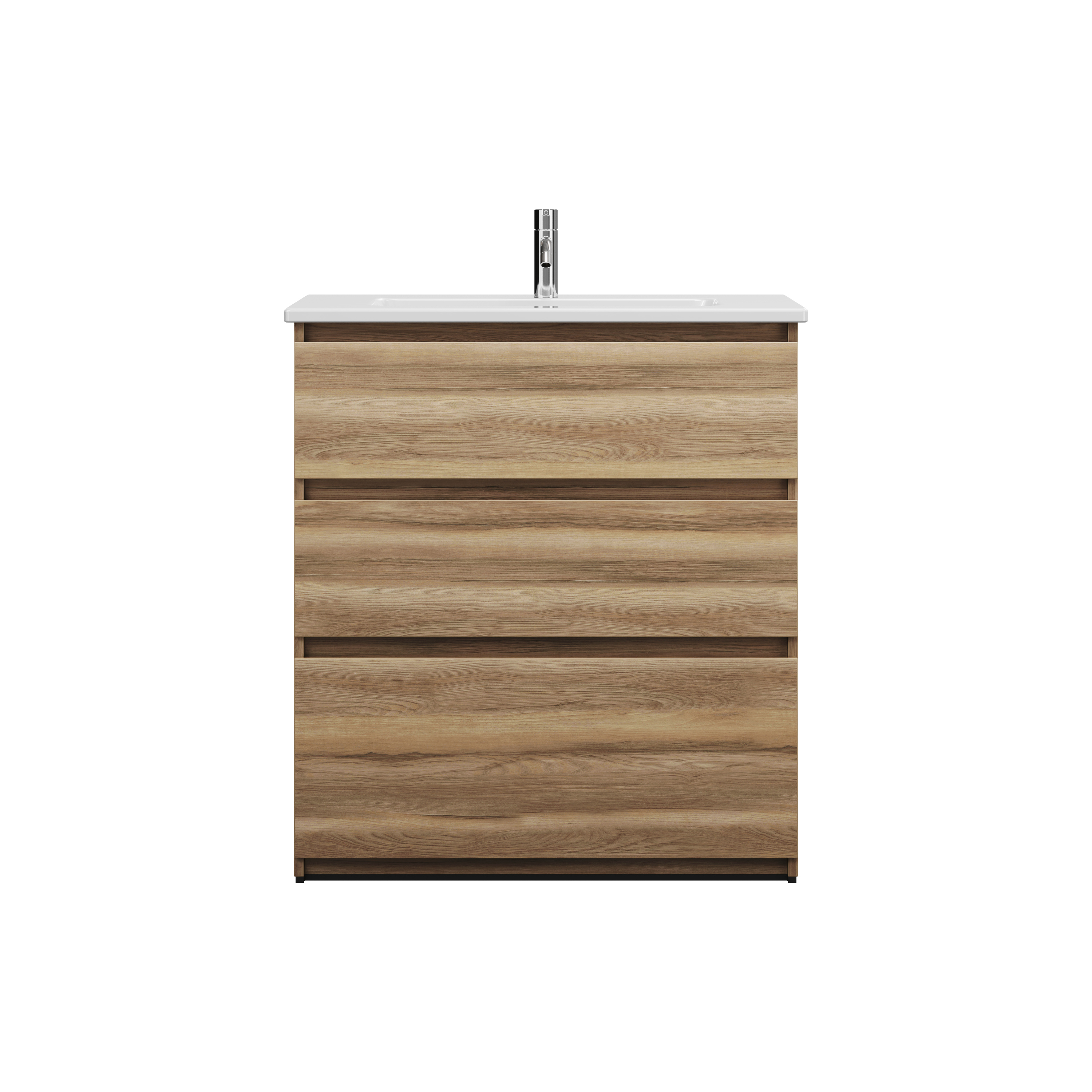 Bild von Burgbad Lin20 tiefes Keramik-Waschtisch inklusive Waschtischunterschrank 3 Auszüge, 830x415x912mm, SGHE083, Farbe (Front/Korpus): Frassino Dekor Cappuccino