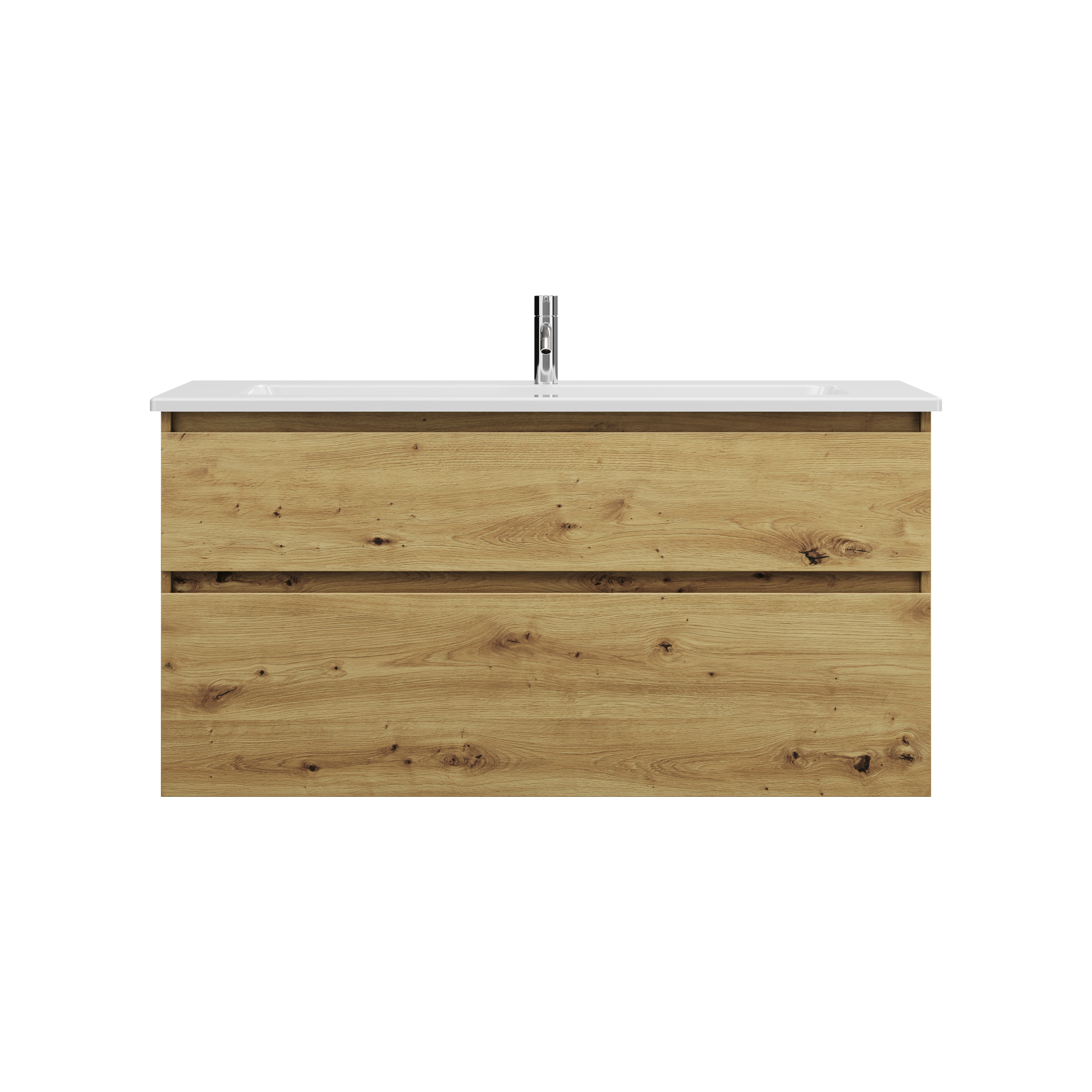 Bild von Burgbad Lin20 tiefes Keramik-Waschtisch Farbe Weiß Glänzend inklusive Waschtischunterschrank 2 Auszüge, 1230x495x622, SGHF123, Farbe (Front/Korpus): Eiche Dekor Urban