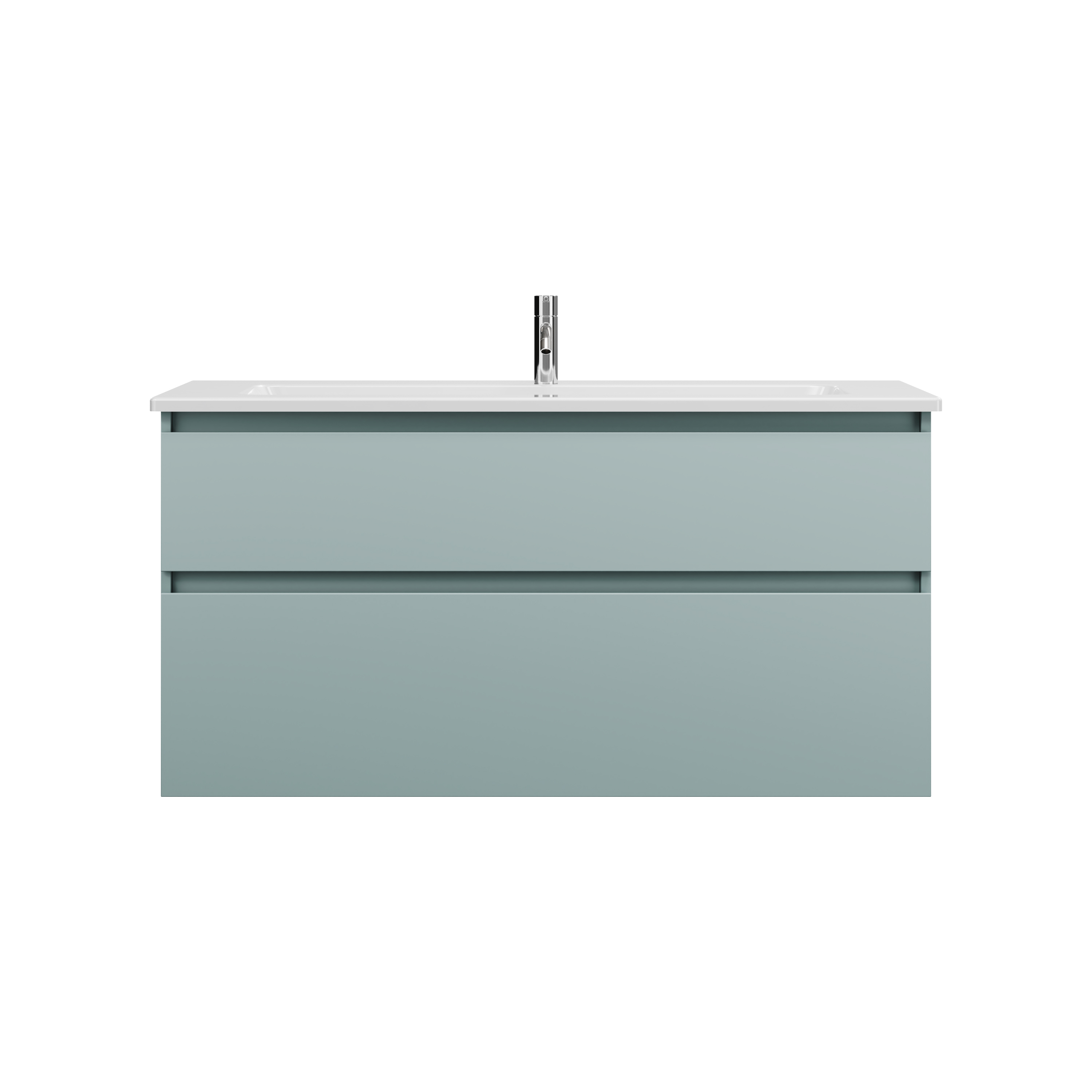 Bild von Burgbad Lin20 tiefes Keramik-Waschtisch Farbe Weiß Glänzend inklusive Waschtischunterschrank 2 Auszüge, 1230x495x622, SGHF123, Farbe (Front/Korpus): Eisblau Matt / Rückwand Anthrazitgrau
