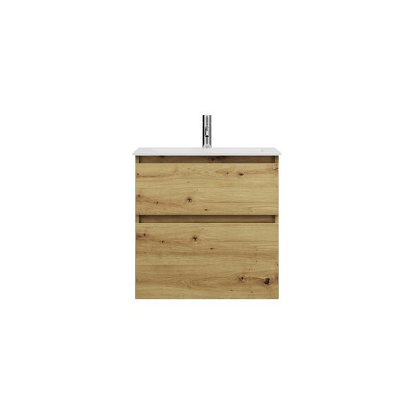Bild von Burgbad Lin20 Mineralguss-Waschtisch Farbe Weiß Matt inklusive Waschtischunterschrank Tiefe 415mm 2 Auszüge, 620x415x612mm, SGHR062, Farbe (Front/Korpus): Eiche Dekor Urban