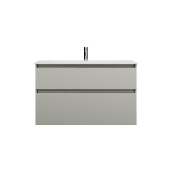 Bild von Burgbad Lin20 Mineralguss-Waschtisch Farbe Weiß Glänzend inklusive Waschtischunterschrank Tiefe 495mm 2 Auszüge, 1020x495x612mm, SGHT102, Farbe (Front/Korpus): Basaltgrau Matt mit Laserkante