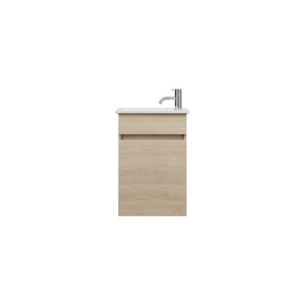 Bild von Burgbad Lin20 Keramik-Waschtisch Farbe Weiß Glänzend inklusive Waschtischunterschrank mit Blende und 1 Tür, 430x270x600, SGVO063, Farbe (Front/Korpus): Eiche Dekor Cashmere