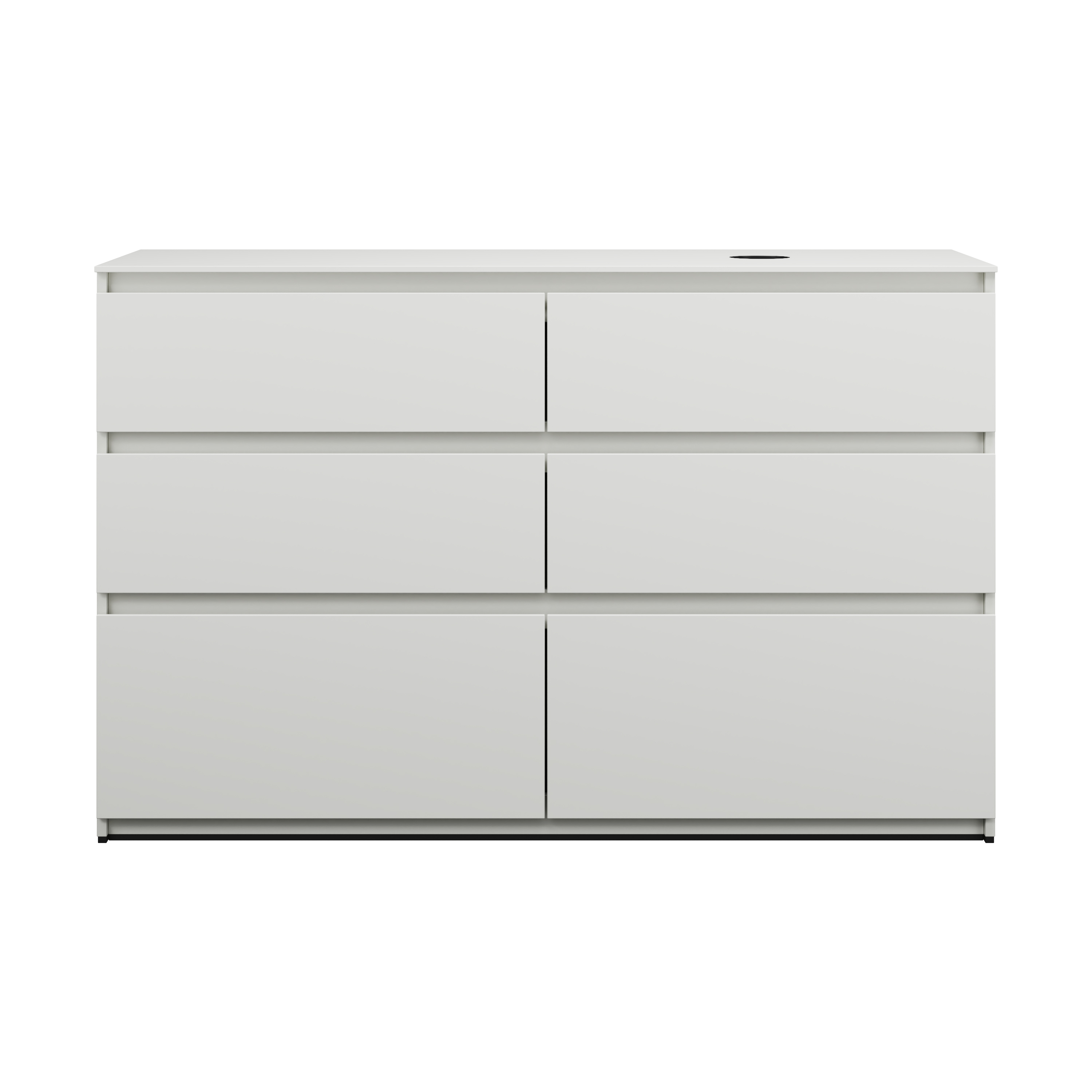 Bild von Burgbad Lin20 Waschtischunterschrank inklusive Konsolenplatte,Beckenausschnitt rechts, 6 Auszüge, Tiefe 487, 1402x487x900mm, SGIG140R, Farbe (Front/Korpus): Weiß Hochglanz