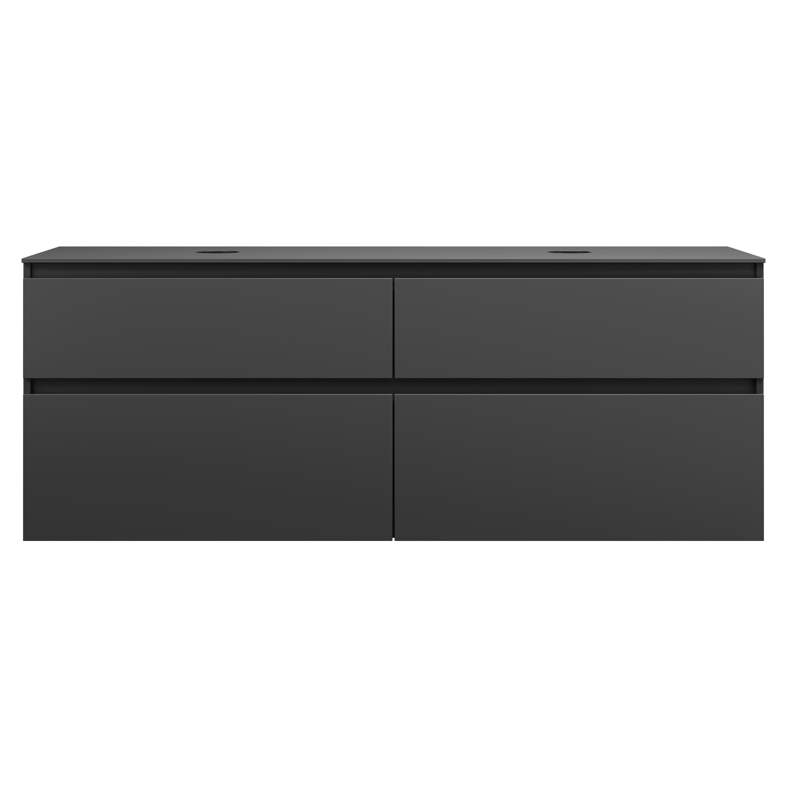 Bild von Burgbad Lin20 Waschtischunterschrank inklusive Konsolenplatte, 2 Beckenausschnitte, 4 Auszüge, Tiefe 487, 1602x487x611mm, SGIH160, Farbe (Front/Korpus): Dunkelgrau Matt