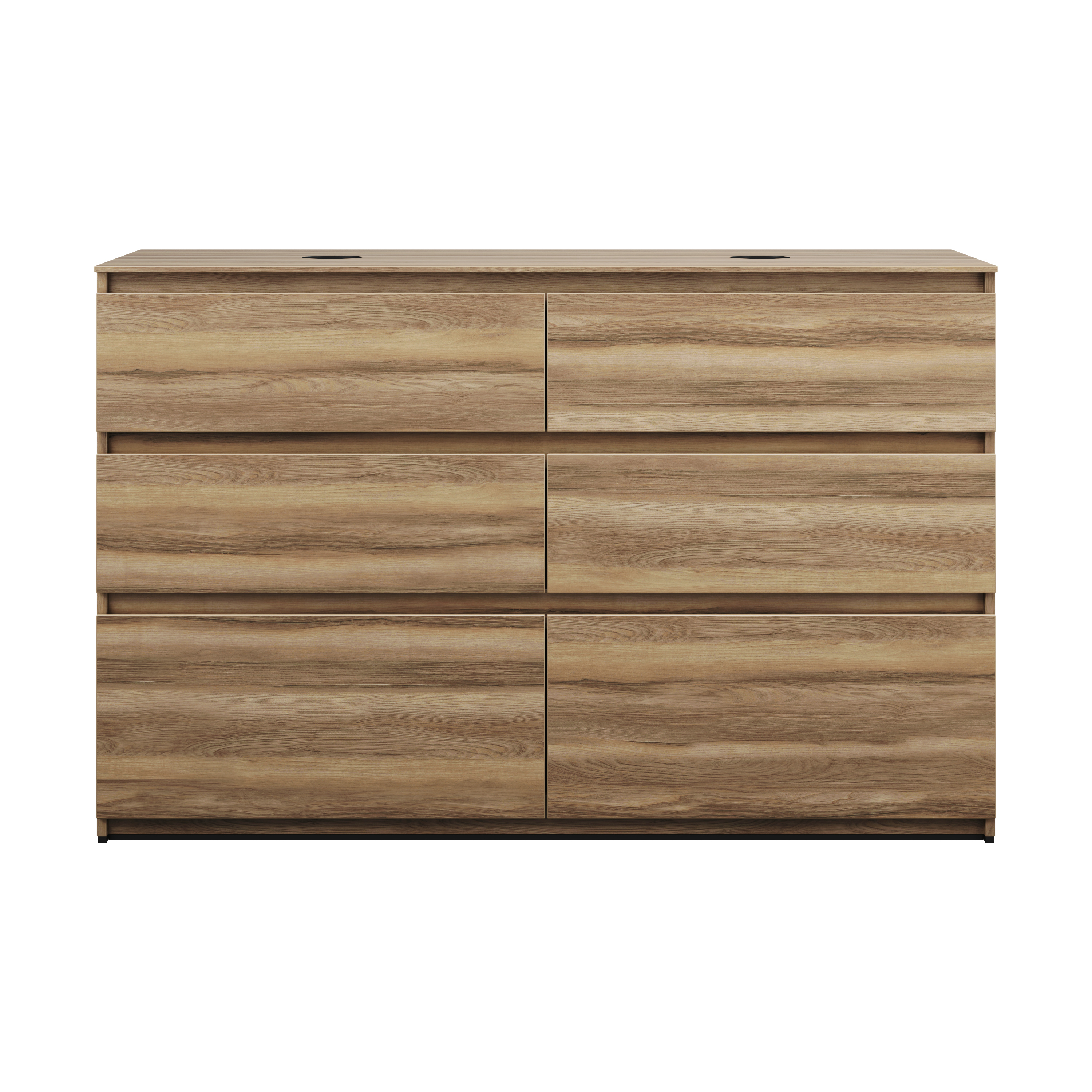 Bild von Burgbad Lin20 Waschtischunterschrank inklusive Konsolenplatte, 2 Beckenausschnitte, 6 Auszüge, Tiefe 487, 1402x487x900mm, SGII140, Farbe (Front/Korpus): Frassino Dekor Cappuccino