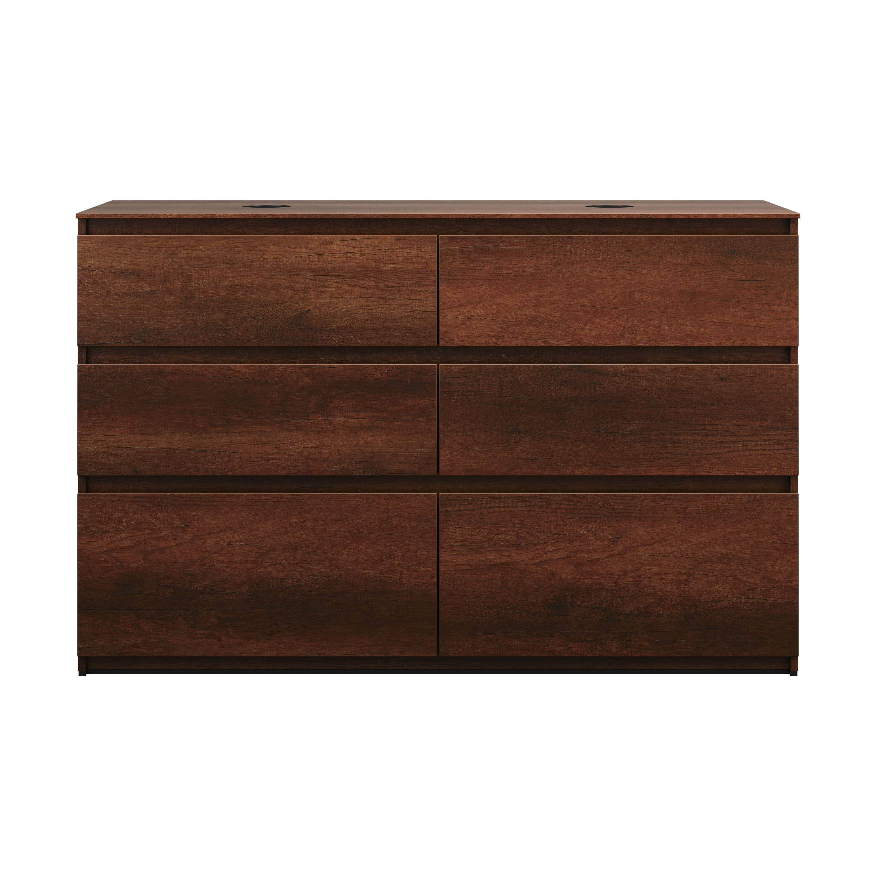 Bild von Burgbad Lin20 Waschtischunterschrank inklusive Konsolenplatte, 2 Beckenausschnitte, 6 Auszüge, Tiefe 487, 1402x487x900mm, SGII140, Farbe (Front/Korpus): Eiche Dekor Rost