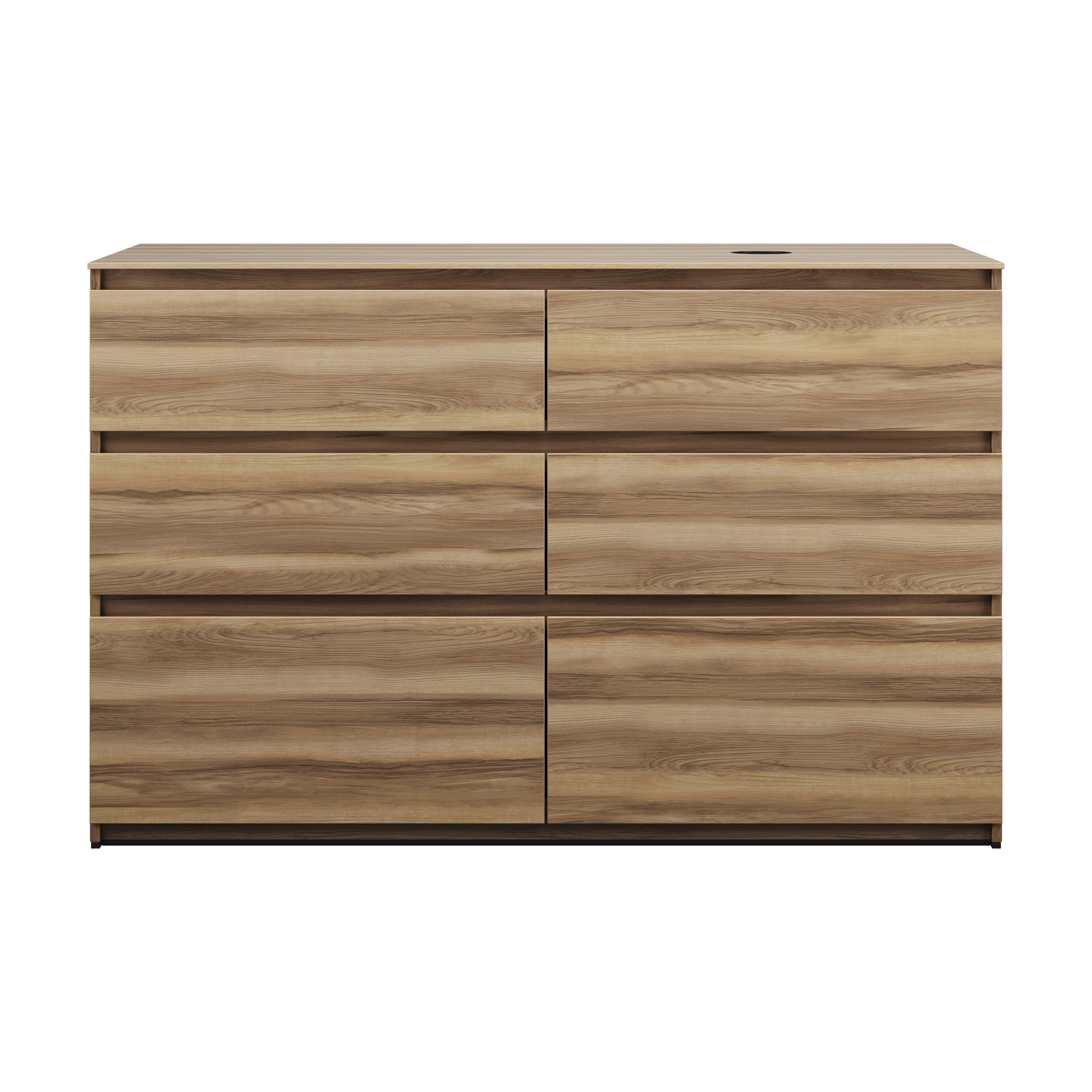 Bild von Burgbad Lin20 Waschtischunterschrank inklusive Konsolenplatte,Beckenausschnitt rechts, 6 Auszüge, Tiefe 552, 1402x552x900mm, SGRB140R, Farbe (Front/Korpus): Frassino Dekor Cappuccino