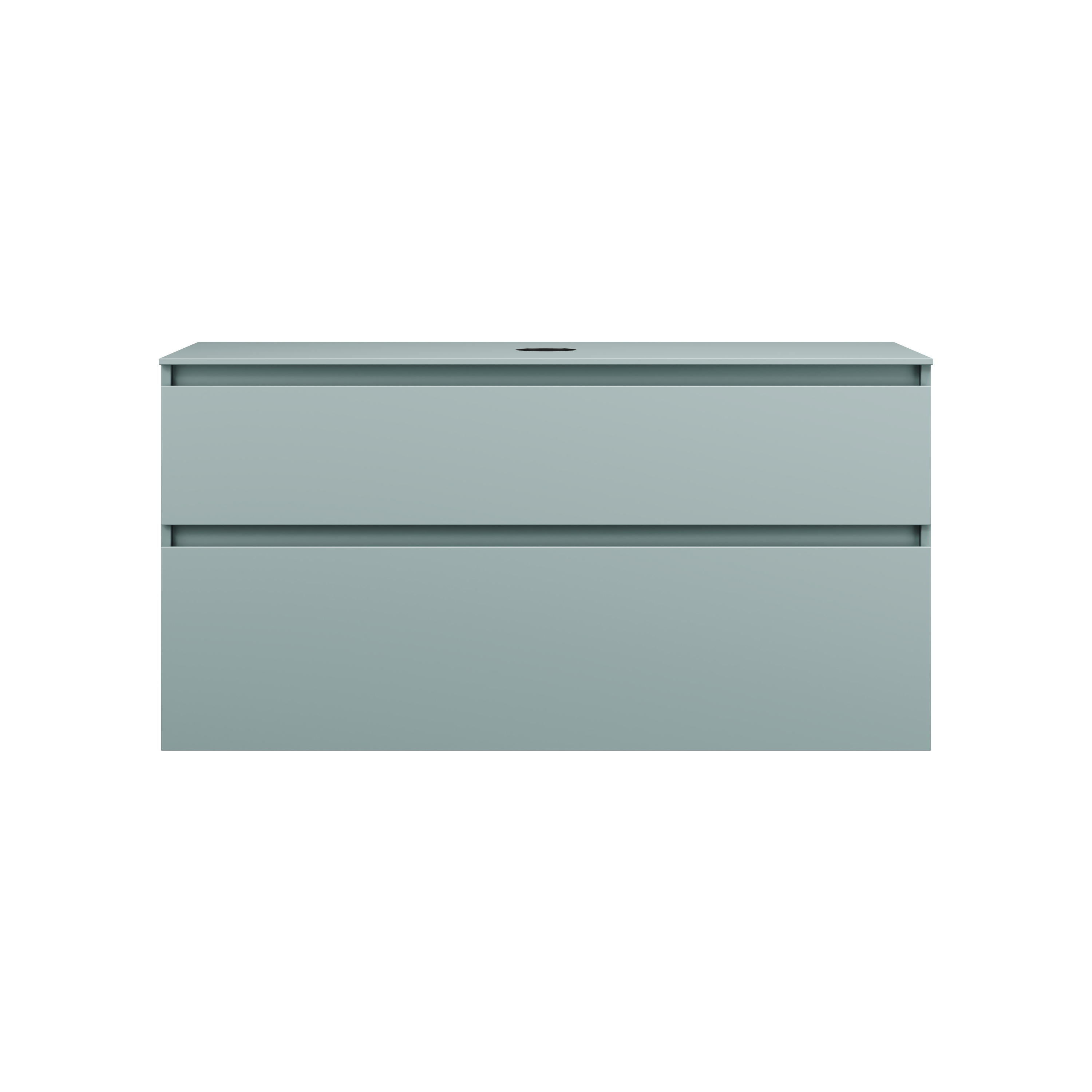 Bild von Burgbad Lin20 Waschtischunterschrank inklusive Konsolenplatte, 2 Auszüge, Tiefe 487mm, 1202x487x661mm, WWYI120, Farbe (Front/Korpus): Eisblau Matt / Rückwand Anthrazitgrau