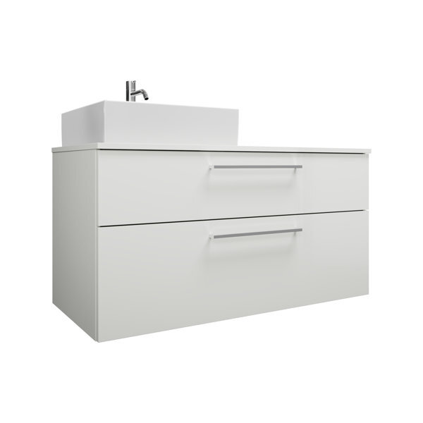 Bild von burgbad Eqio Keramik-Aufsatzwaschtisch quadratisch, links, inklusive Waschtischunterschrank mit 4 Schubladen, Breite 1400mm, SGUS140LF2009C0001G0146