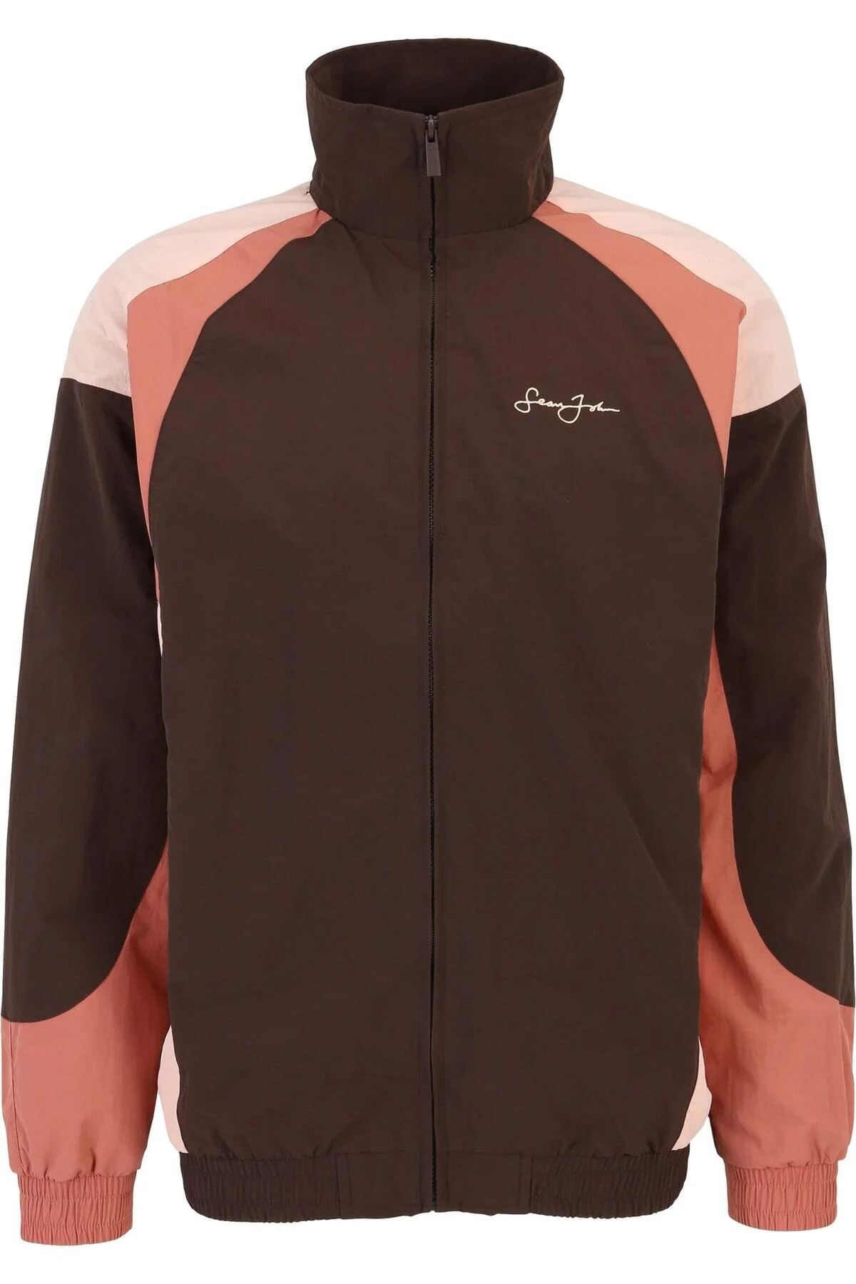 Bild von Sean John Script Logo Colorblock Track Jacket Dunkelbraun/dunkelrosa für Herren - M