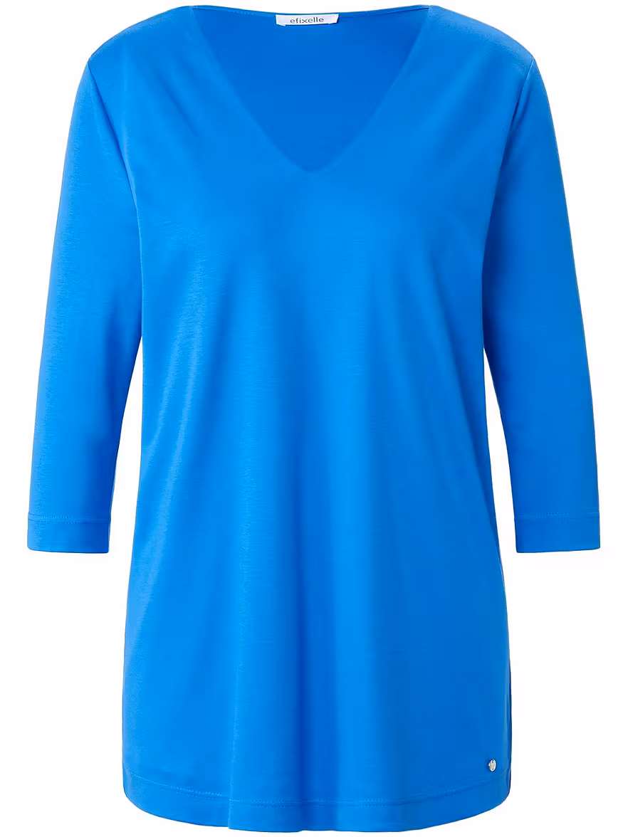 Bild von Efixelle - V-Shirt mit 3/4-Arm, blau, Gr. 50 / XL - Baumwolle