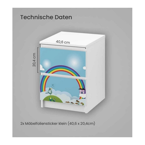 Bild von MyMaxxi Möbelfolie Kommodenaufkleber Malm Regenbogen Vogel